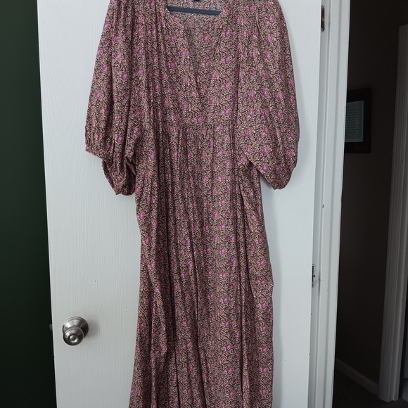 Universal Thread Floral Pink and Brown Maxi Dress - Picture 1 of 4